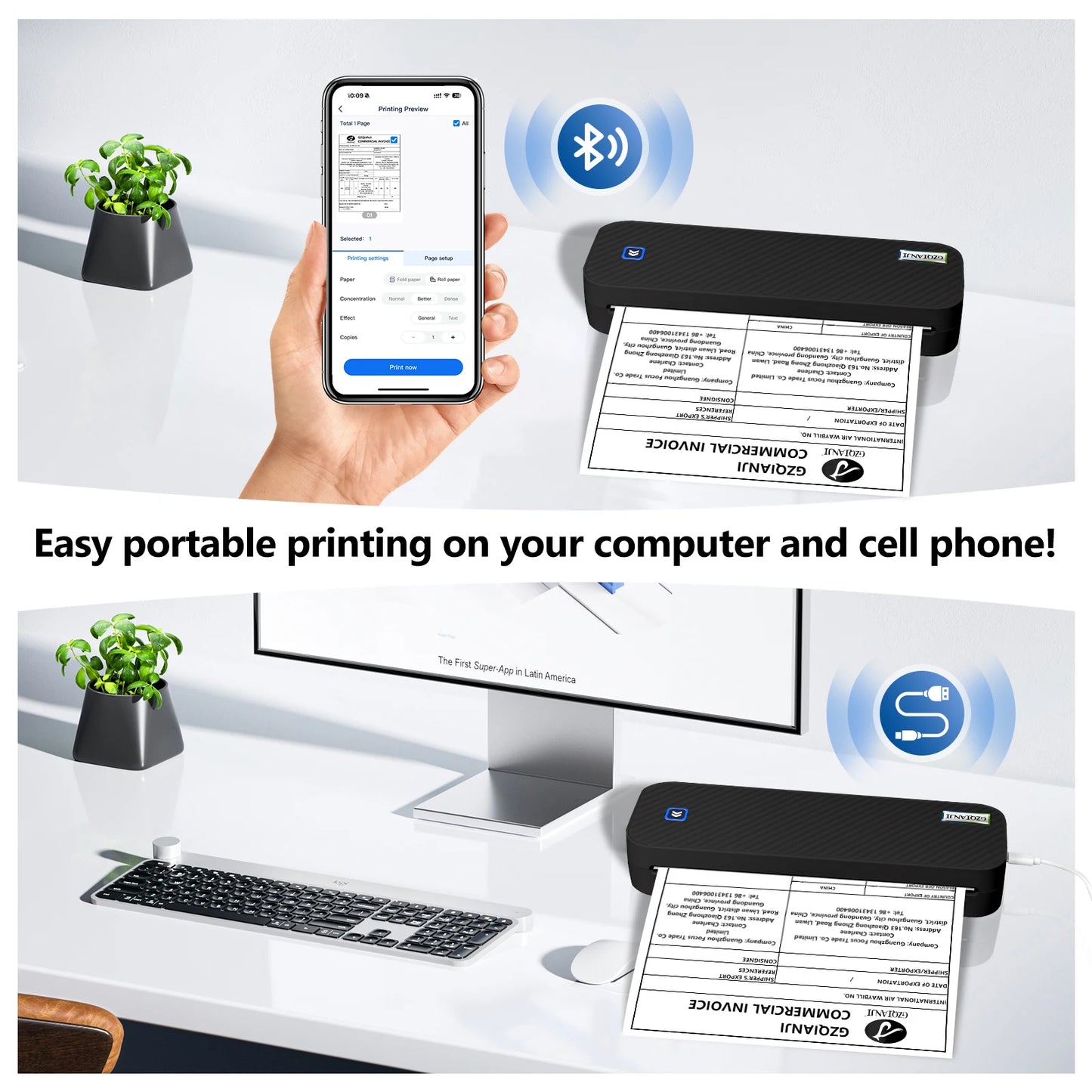 Print Luna Thermal Pro Bluetooth Printer – Black